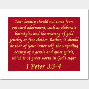 Bible Verse 1 Peter 3:3-4 Posters and Art